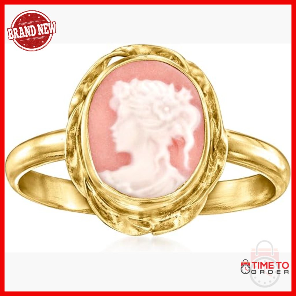 18kt Gold Over Sterling Statement Ring Size 5 Italian Porcelain Cameo